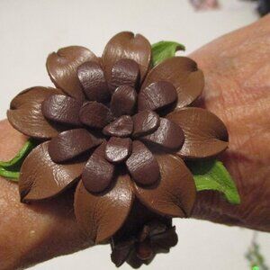 Handmade Leather Flower Bracelet